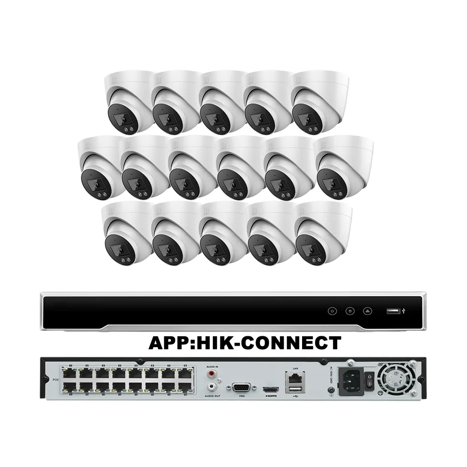 Поддержка приложения hik-Connect Низкая цена 4.0MP 4K 8.0MP 4ch 8ch 16ch POE IP-камера Система видеонаблюдения