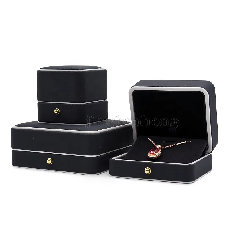 Ring Box PU Leather Custom LOGO Jewellery Ring Case Men Jewelry Case Luxury Dark Blue Ring Box