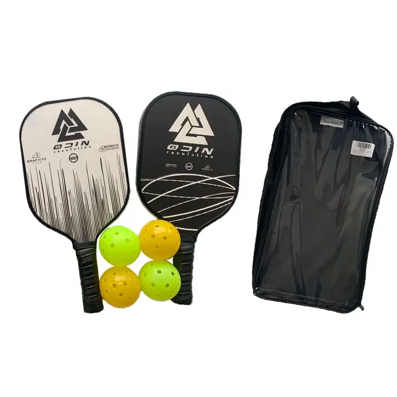 Pickleball Paddles Set of 2 Pickleball Rackets Carbon Fiber Surface Honeycomb Core 4 Pickleball Balls with Portable Racquet Bag