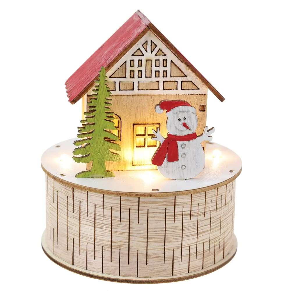 Новые светодиодные рождественские деревянные украшения в виде деревни, стол для творчества, праздничное украшение для вечеринки, поставщики