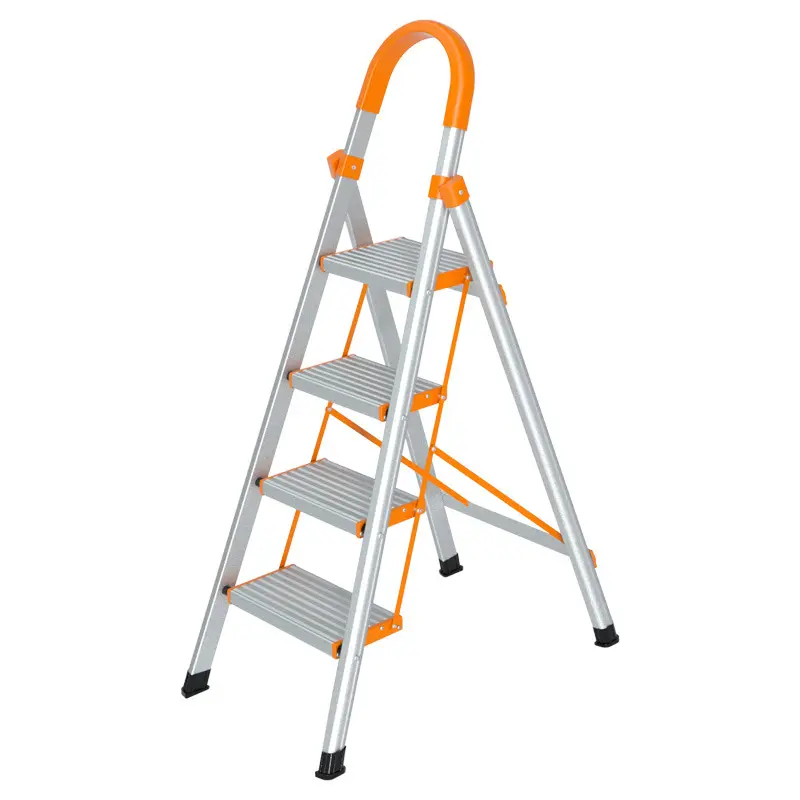 Лидер продаж алюминиевый 4 шаг домашняя лестница складная переносная лестница-стремянка с рабочей площадкой емкость 150 кг/330lb EN131 Сертифицированный