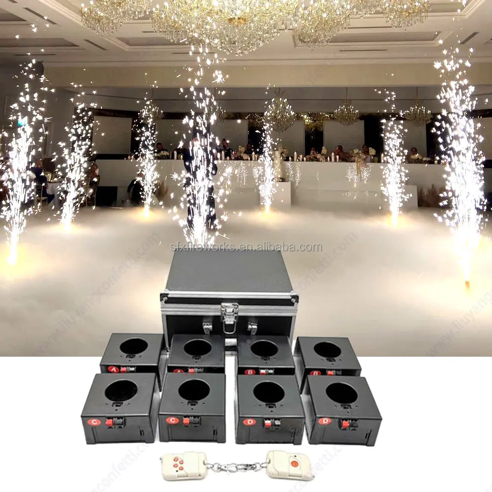 8 Cue Spark Indoor Pyrotechnic Fire Channel Machine Stage Effect Firework Fountain Mini Receiver Wedding Remote Firing Cold Pyro