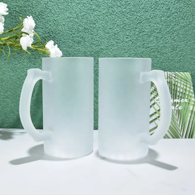 Sublimation Mugs Cheap 16oz Frosted Clear Glass Sublimation Blank Coffee Cups Mugs Sublimation Glass Beer Mug Sublimation Diy Glass Travel Mugs