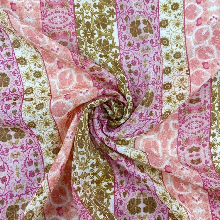 Shaoxing sukun soft woven slub pink challis 80gsm 55% polyester 45% rayon fabric for sleepwear dress