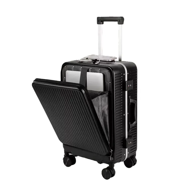 Передний открывающийся Карманный чемодан для багажа унисекс Спиннер деловые дорожные сумки на заказ Чемодан-тележка