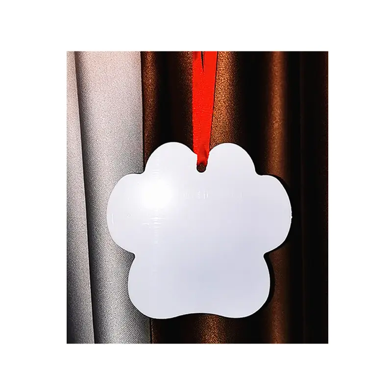 Ready To Ship Paw Christmas Ornament Sublimation Aluminum Paw Print Ornaments 2 Sided For Dye Sublimation