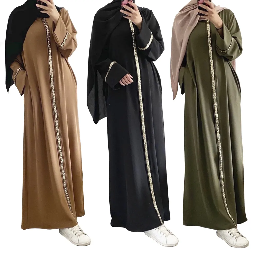 Высококачественное лоскутное платье с длинным рукавом и блестками, летнее платье из Дубая, 2024 мусульманское платье с круглым вырезом