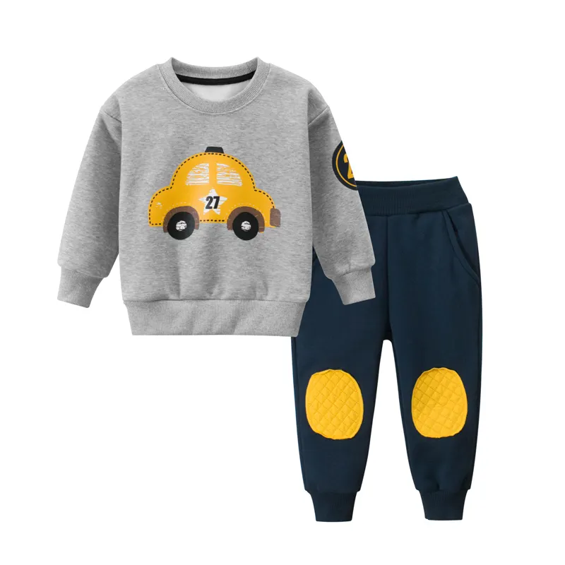 Осенне-зимняя детская одежда, модный дизайн, одежда для мальчиков, комплект из флиса с длинным рукавом