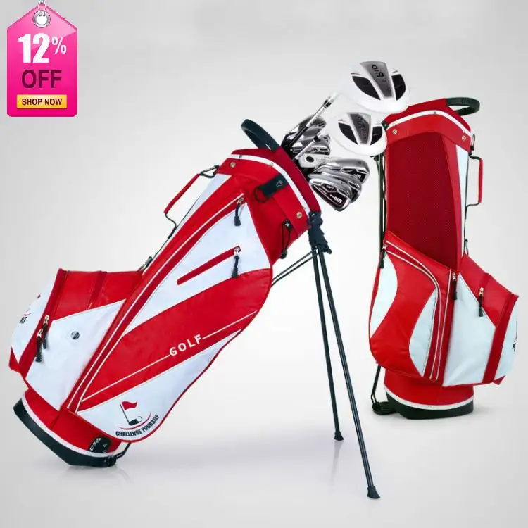 Custom made high quality men stand golf bag Red nylon golf bag OEM