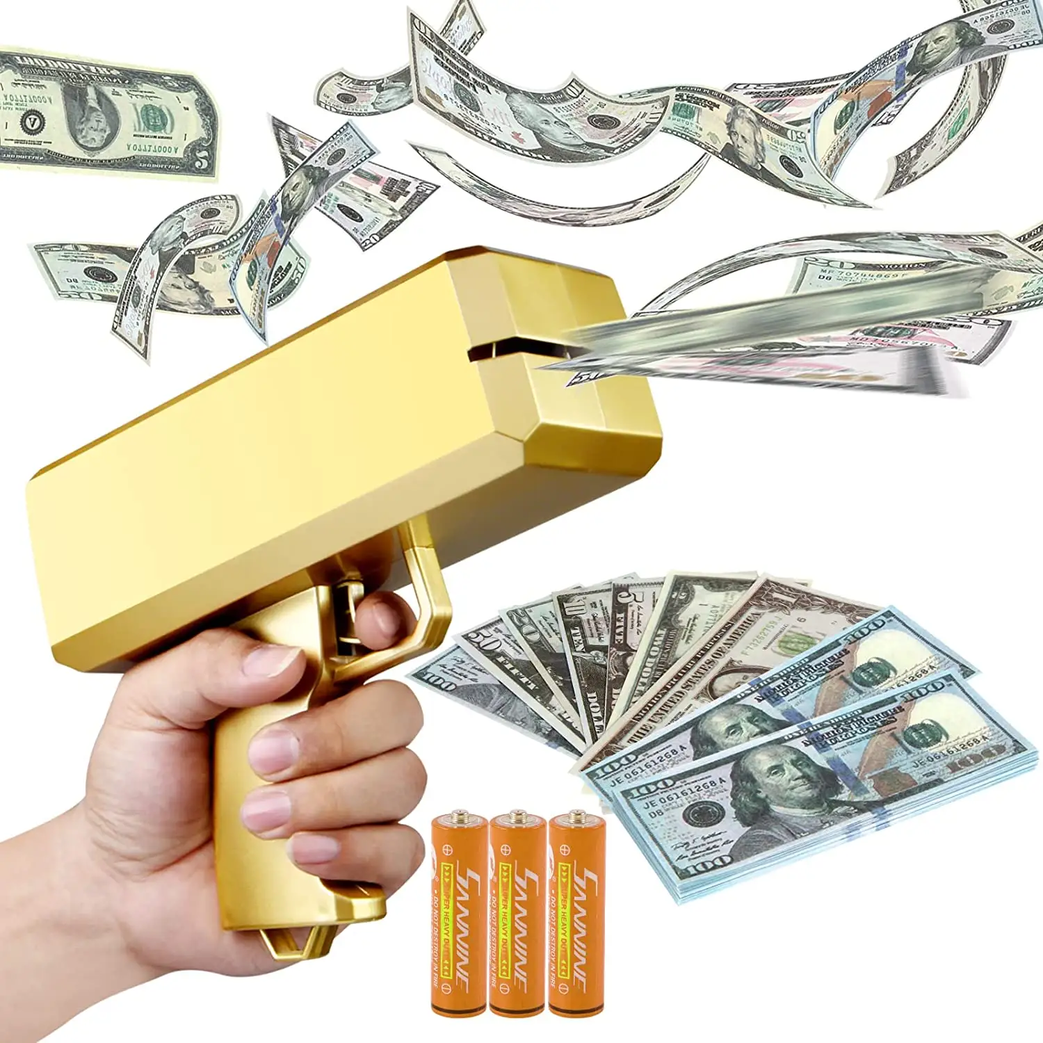 Custom Gold Spray Machine Money Gun Shooter Cash Cannon Rain Flying Color Super Money Gun