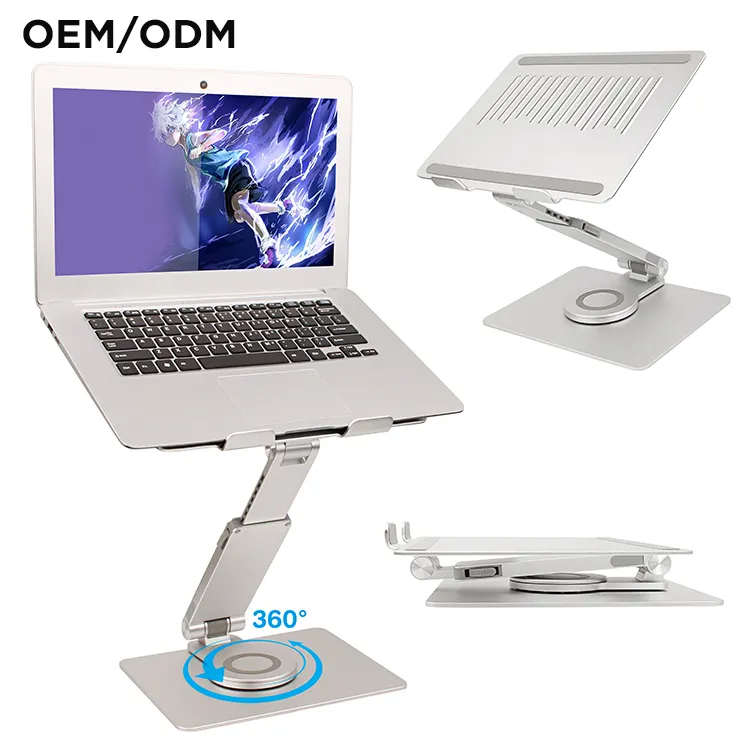 Great Roc 360 Rotating Swivel Laptop Stand For Standing Work Multi-angle Height Ventilated Laptop Riser Adjustable Laptop Stand