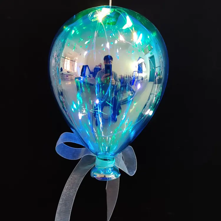 Blue Blown Glass Balloons Decoration Balloon With Led Light Christmas Decoration Balls Gift Ornament Wholesale Balloon Art