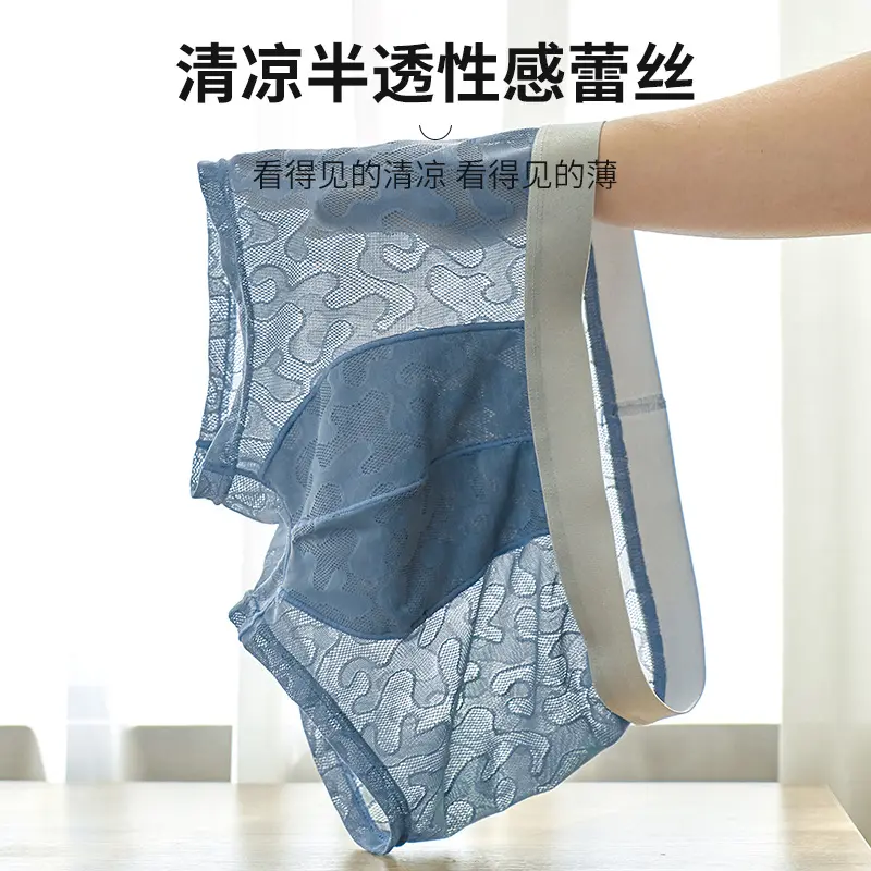 Midrise Boxers And Short CutBreathable And Comfortable PersonalityOne Sheet Of GrapheneSexy Lace For MenIce Silk Underwear