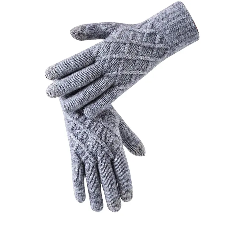 Women's Touch Screen Texting Warm Fleece Lined Elastic Cuff Winter Knit Gloves