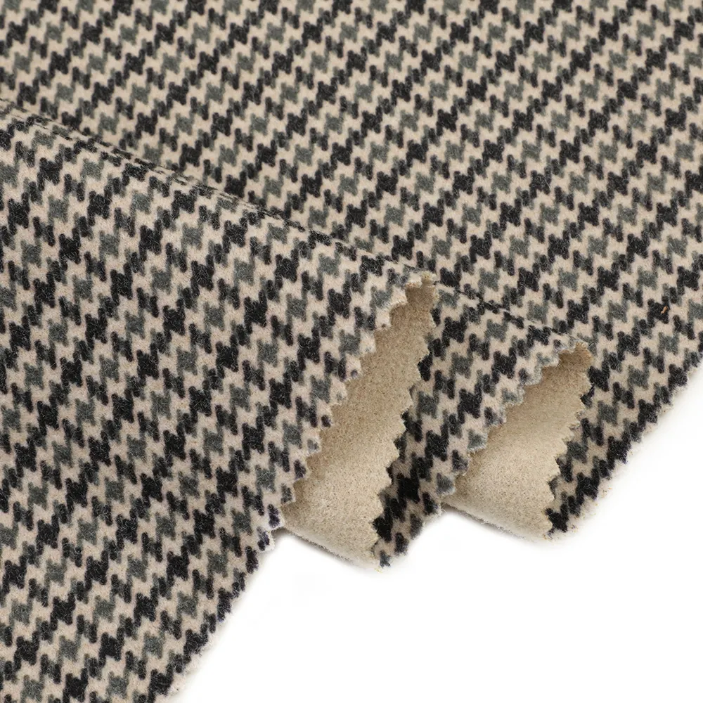 Fancy style custom thick comfortable check knitting rayon/polyester fabric for coat