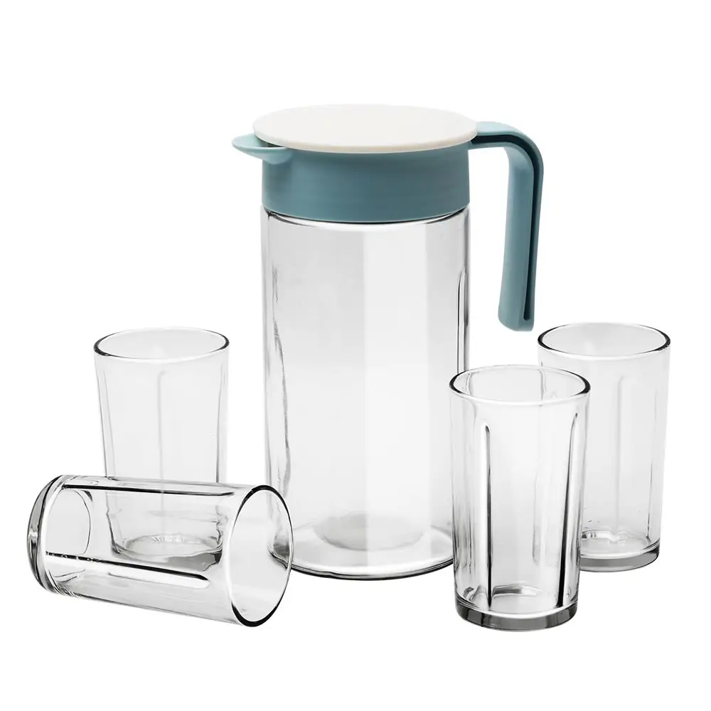 Water Glass Pitcher Clear Glass Water Pitcher With Handle Glass Jug With Tumbler Cup Sets