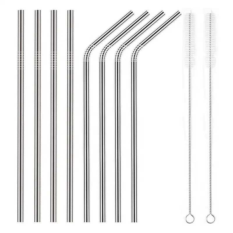 2020 Amazon Top Seller Stainless Steel Metal Drinking Straws with Cleaning Brush Metal Straws