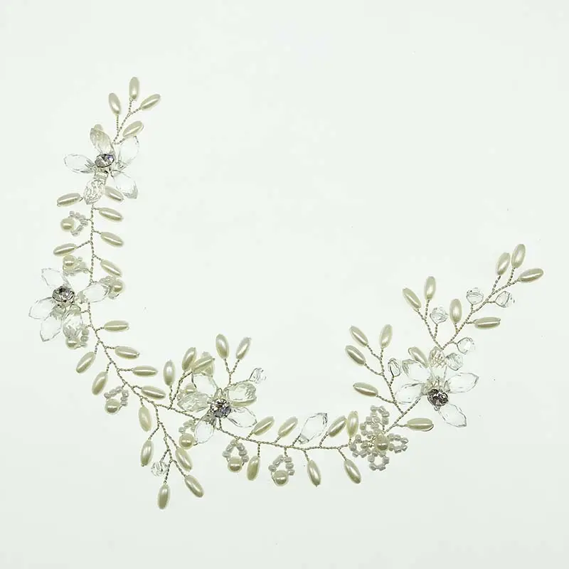 HSS6105 Hot sale Long pearl wedding accessories hair bridal headband crystal glod color hair bridal accessories jewelry