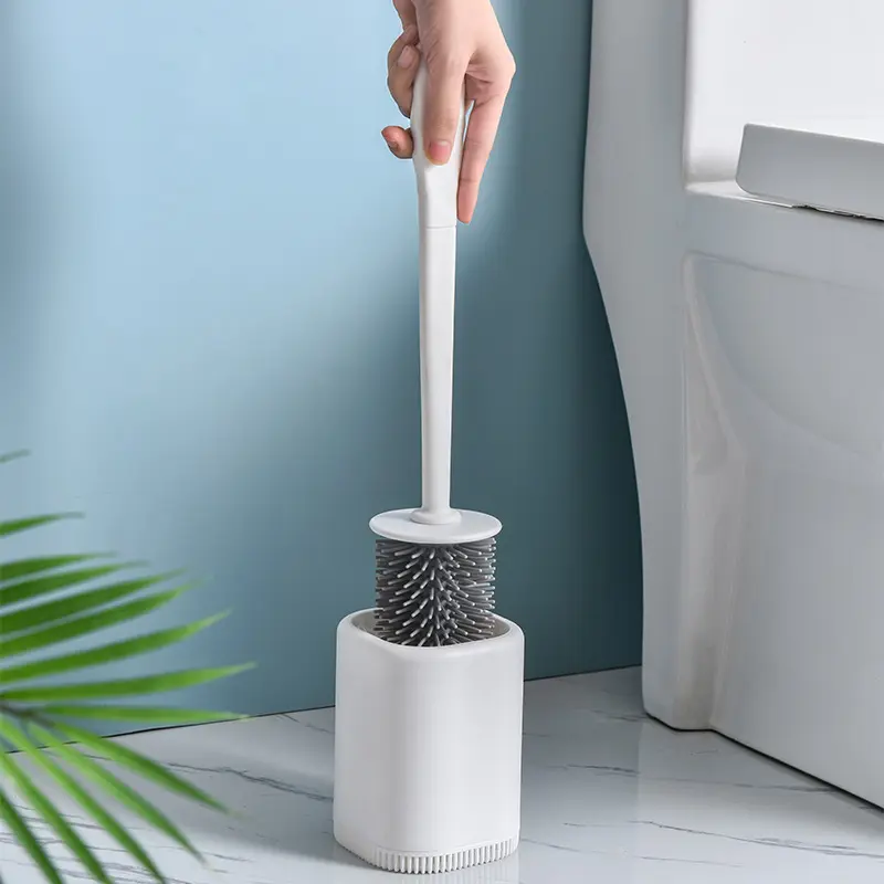 Bathroom accessories TPR plastic toilet Bowl brush flat Modern silicone round soft bristle toilet brush
