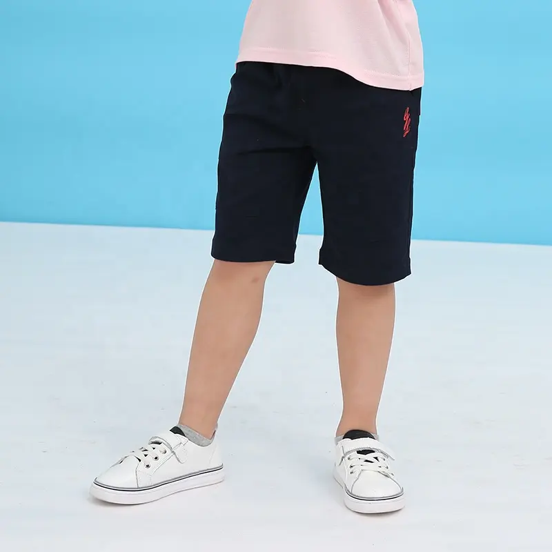 Boys Shorts Boy's Elastic Waist Dark Blue Children Woven Pants Kids Shorts Fo Summer