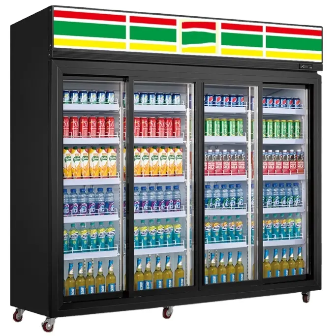 Супермаркет холодильник для напитков 4 двери коммерческий дисплей холодильник для холодных напитков