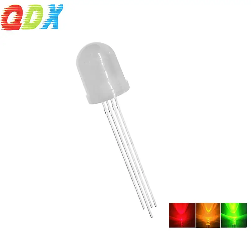 10mm Full Color Rgb Led In Diode Lights Tri-color 4 Pins Water Clear/transparent Multi-color