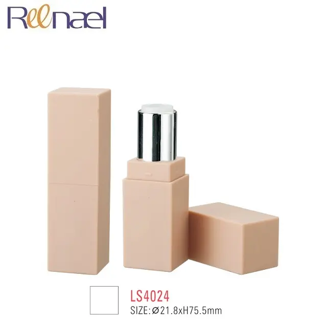 High quality private label beige pink nude lipgloss cases rectangle plastic cosmetic lipstick case packing container