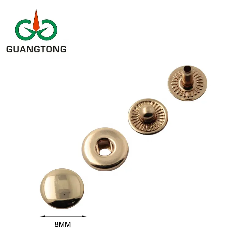 Buttons Manufacturer 8mm Gold Plating Fastener Snap Button For Garments Handbags Purses