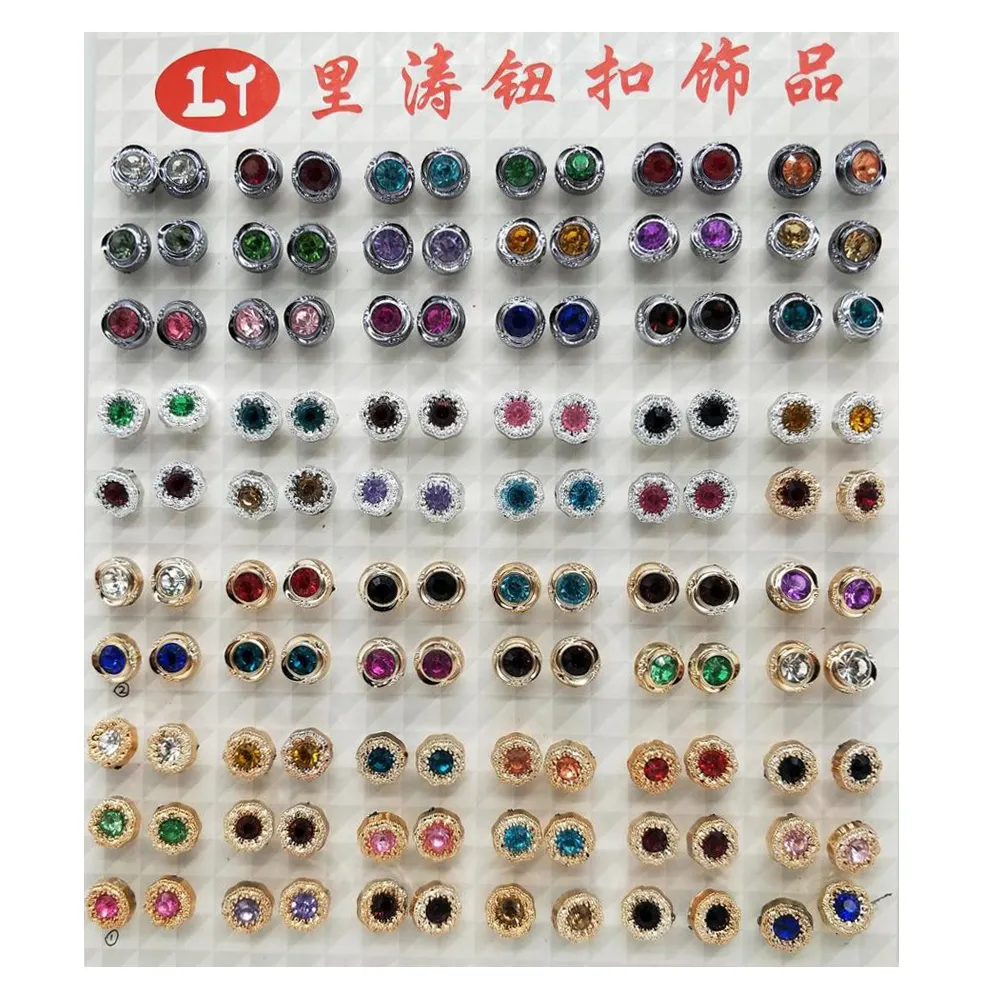 Environmentally friendly rhinestone button professional delicate sticky pearl plastic buttons for clothes