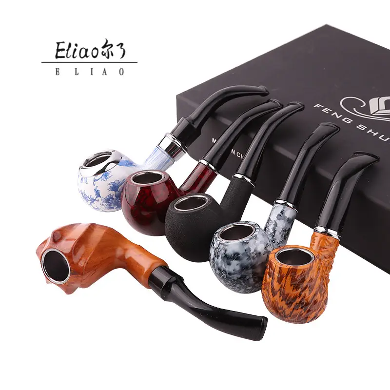 Yiwu Erliao new tobacco pipe hot selling smoking pipe  Resin 6set