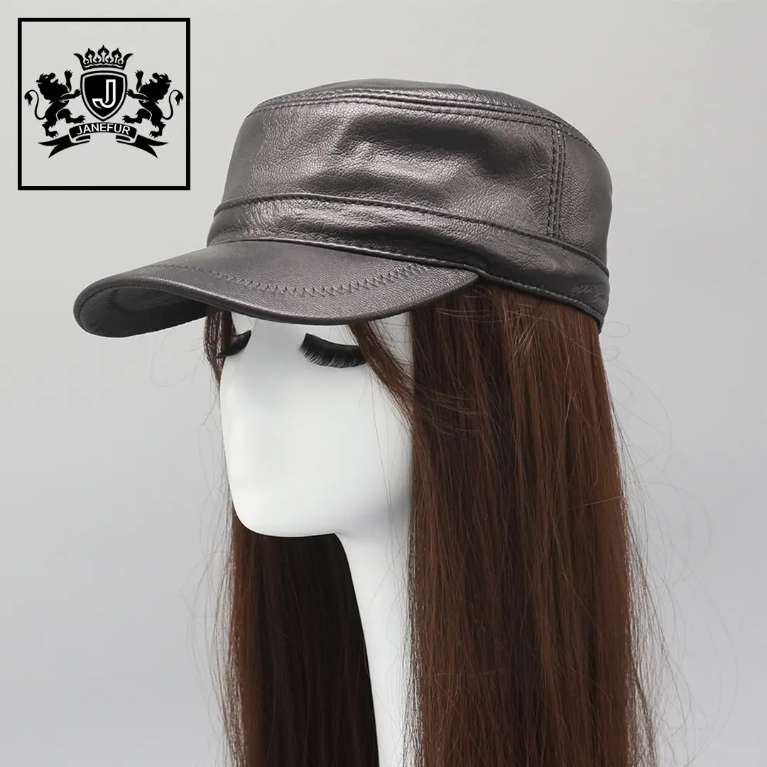 Wholesale Black Casual Custom Hats Real Sheep Leather Sports Caps for Men