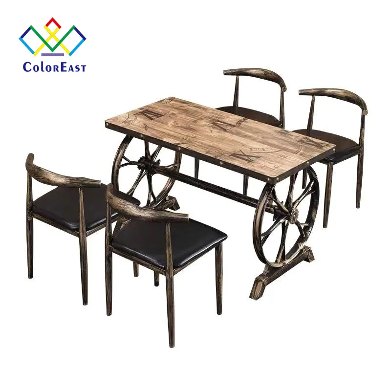 1 стол, 4 стула, горячая Распродажа, металлическая колесная рама, дизайнерский стол для закусок CECT003 для кофейного магазина