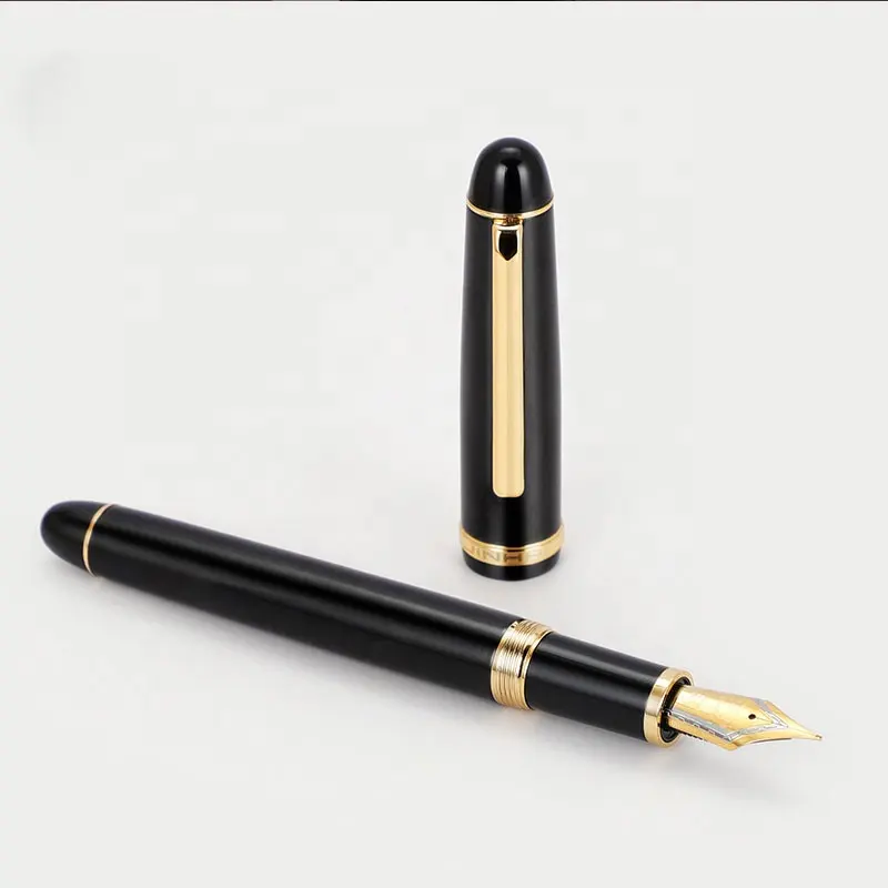 Classic design advertising fountain pen real gold plating custom brand logo gift calligraphy writing pen