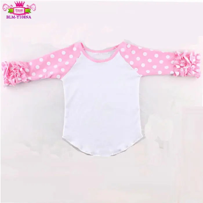 High quality wholesale children's boutique clothes fall baby girl icing raglan baseball print sleeve infant shirts