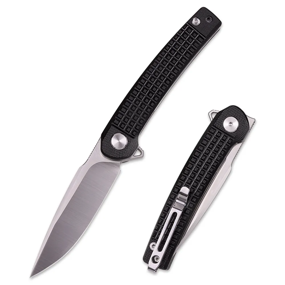 2023 New Folding Pocket Knife G10 Anti-skid Handle D2 Steel Self Defense Survival Knives with Deep Carry Pocket Clip