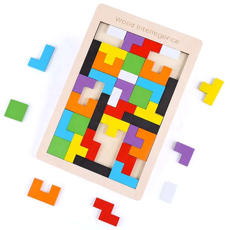 kids Wooden toys Tetris Building Blocks Puzzle