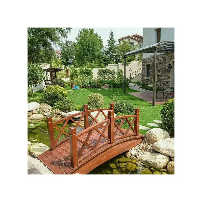 MAXKY BUILDING Anticorrosive wood bridge, carbonized wood garden bridge, decorative bridge support customization