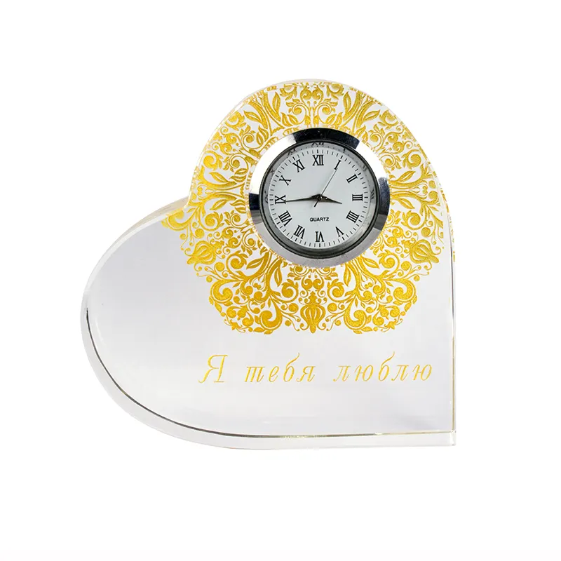 80 мм персонализированный 50th с изображением золотых сердец с украшением в виде кристаллов часы годовщина свадьбы сувениры Гостевая подарки