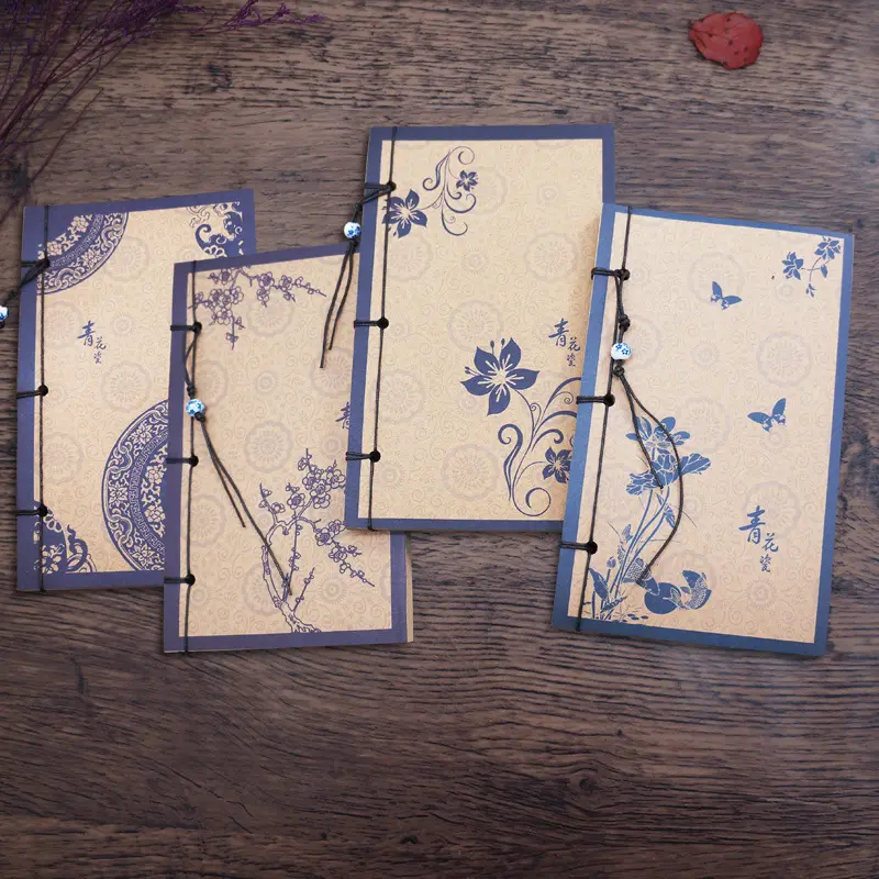 Винтажный китайский стиль блокнот ручной работы с нитками, Подарочная книга, чернила в китайском стиле, креативные канцелярские чернила в китайском стиле, лотос