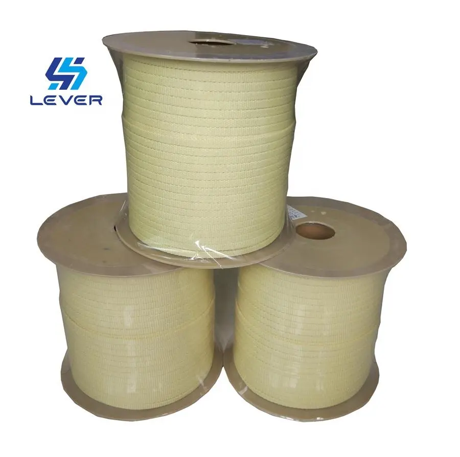 Heat Fire Resistant Flat Aramid Fiber Customized Braided Kevlar Ropes tempered glass machine roller rope
