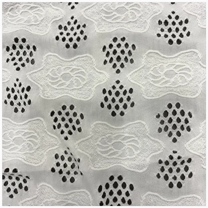 The manufacturer directly sells warp knitted jacquard mesh polyester spandex textile and garment fabrics