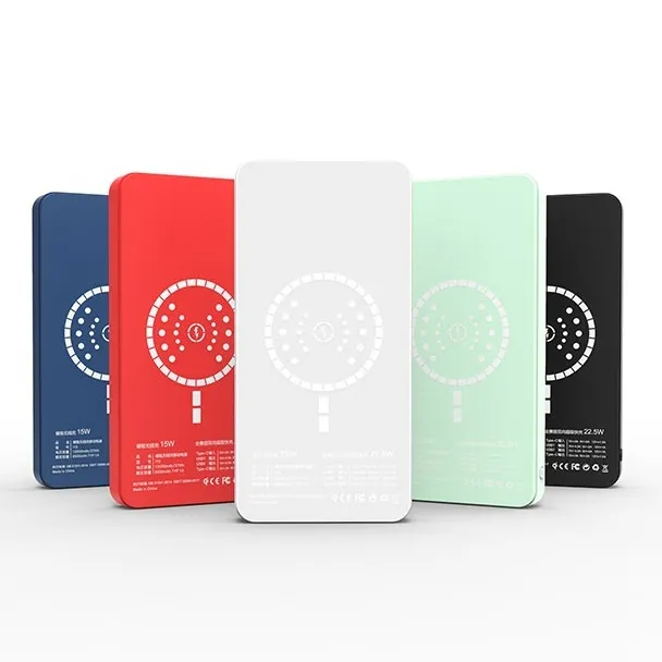 Portable Wireless Charger Powerbank Type C 15W PD Power Bank Magnetic Charging Power Bank Double USB Port