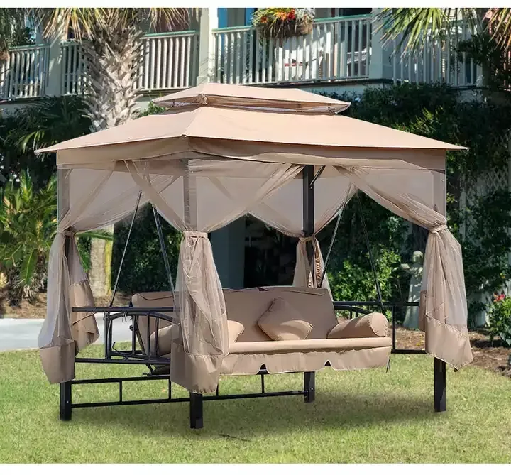 Leisure Outdoor Canopy Hanging Swing Bed Garden Patio Swing Chair With Mosquito Net