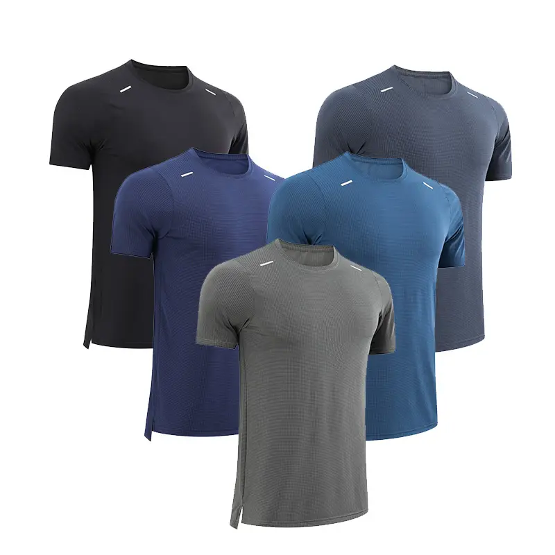 Мужская спортивная одежда для бега фитнеса с пользовательским логотипом, мужские быстросохнущие футболки из полиэстера, одежда для активных тренировок, мужская одежда
