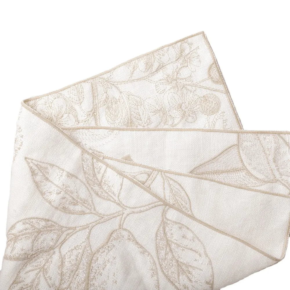 Table Cloth Floral Embroidery Cloth Napkins Washable Soft Linen 50*50 Cm For Dining Table Wedding Party Family Dinner