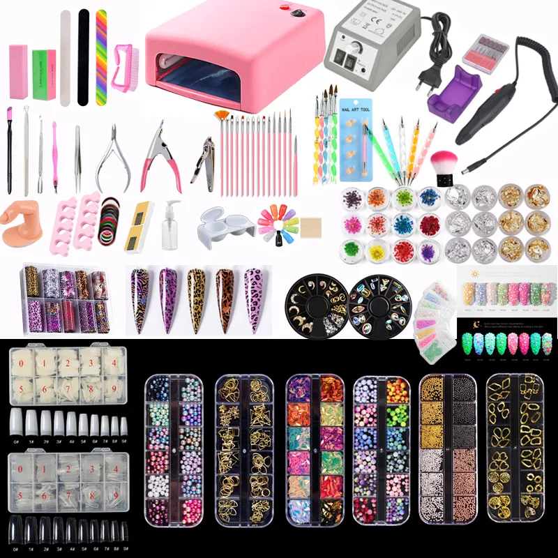 wholesale new Professional economics complete Nail Drill UV Lamp Curing nail art tool Kit