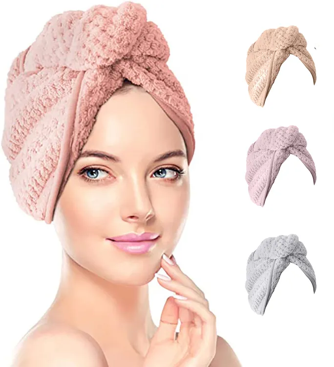 Hot Selling Absorbent Super Soft Woman Hair Towel Drying Salon Hair Wrap Turban Towels