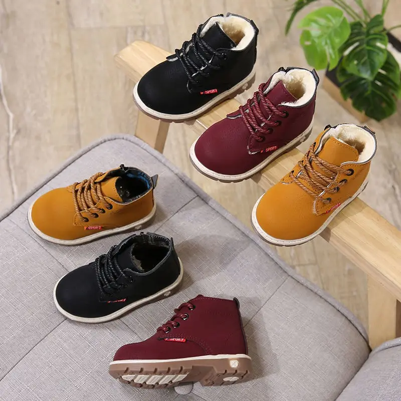 Children's breathable socks shoes 2021 autumn new girls high-top PU leather non-slip boots