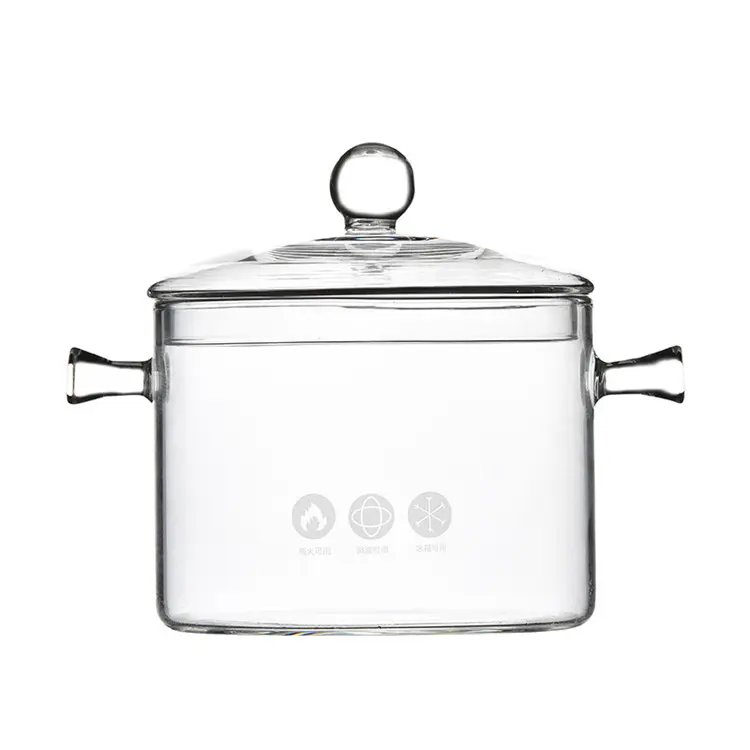 Restaurant soup pot 1L clear glass cooking pot
