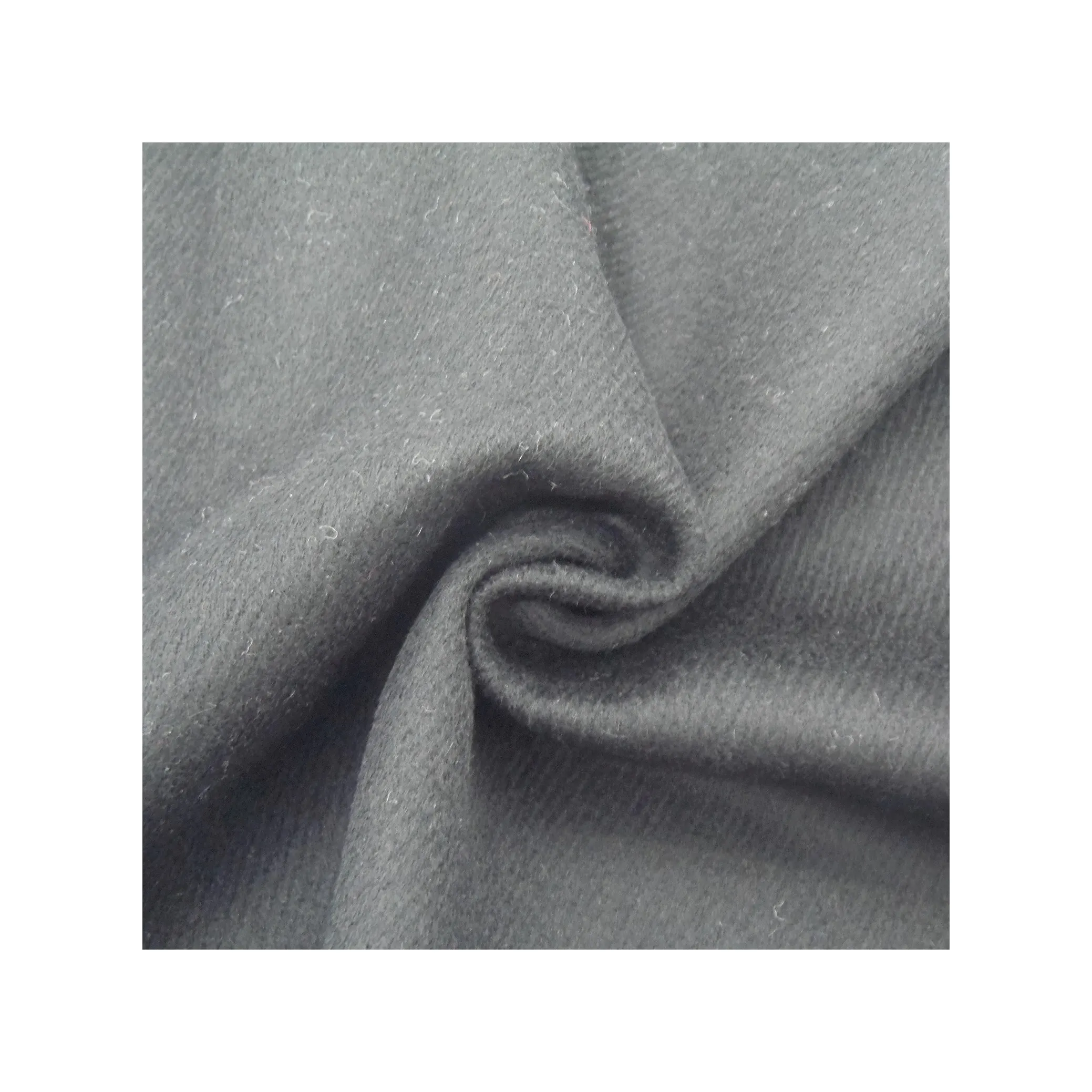 Single face twill woolen cloth one side pinstripe tweed blend wool fabric woven fleece textile for overcoat